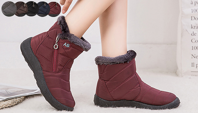 Women s Faux Fur Lined Winter Waterproof Snow Boots 5 Colours 6 Sizes