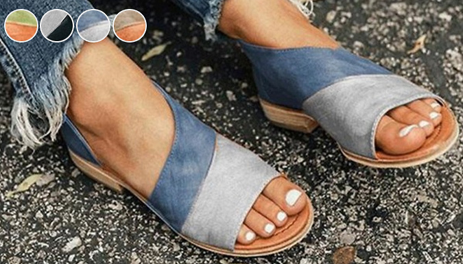 Color block plain flat peep toe casual slippers outlet